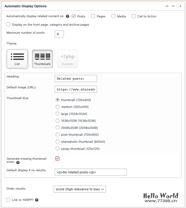 WordPress YARPP(Yet Another Related Posts Plugin)插件相关推荐美化